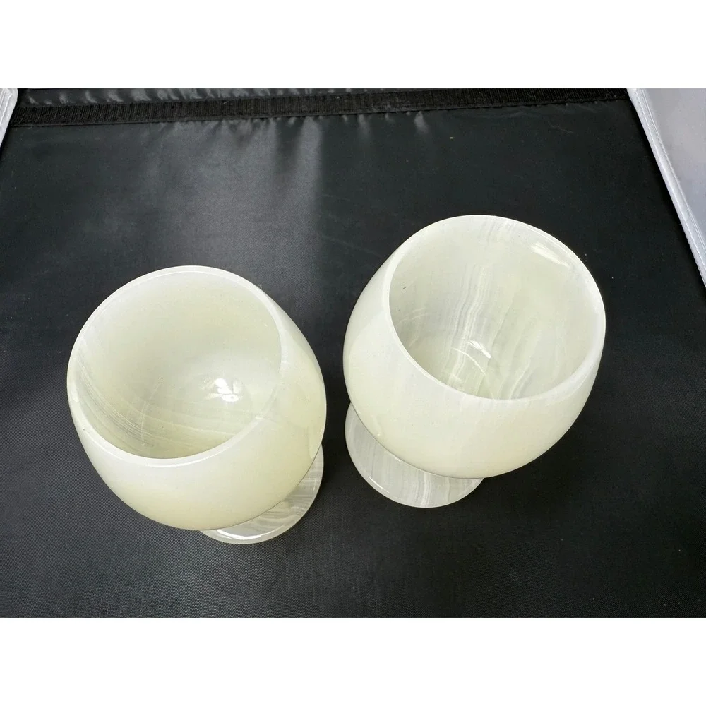 Onyx Marble Wine Goblets Set‎ of 2 Stone Wine Glasses Decorative Barware